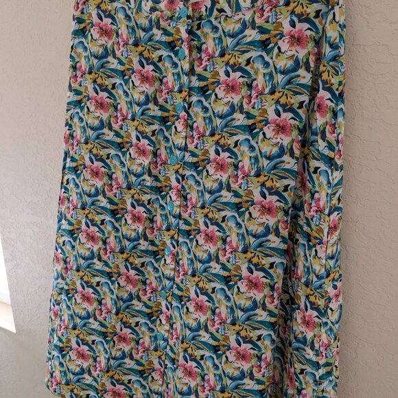 Vintage Christopher & Banks Floral Midi Skirt Buttons 90s Y2K 14P - Picture 3 of 8